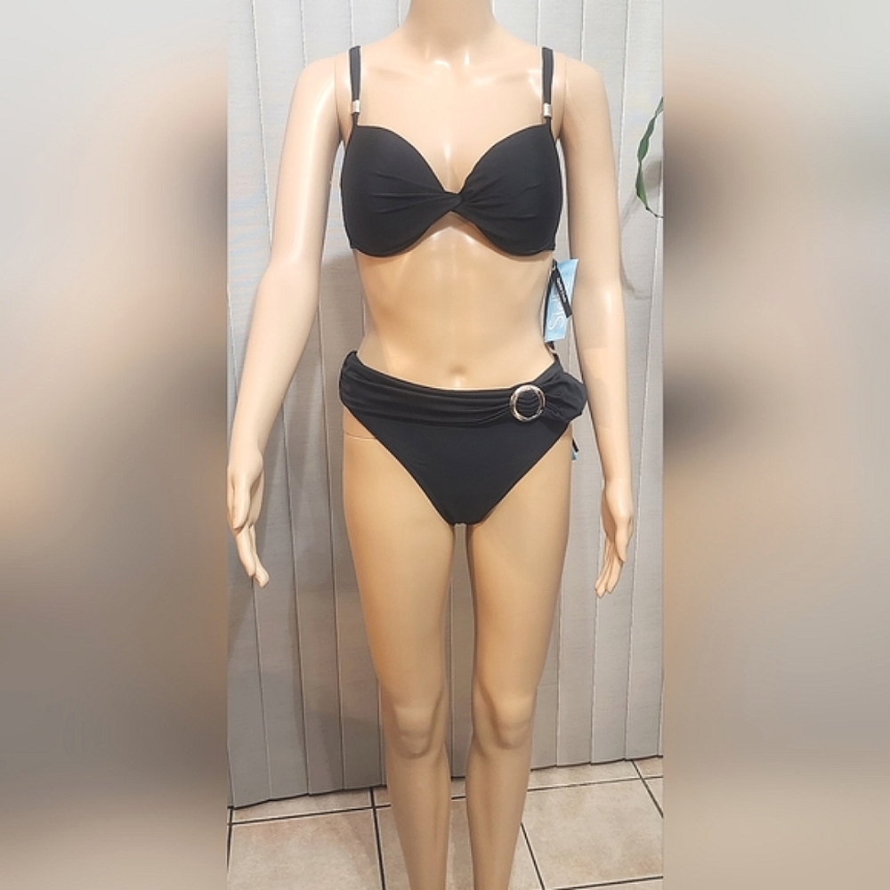 NEW WITH TAGS 2 PIECE BLACK BATHING SUIT SIZE 12 SEE PICS FOR MEASUREMENTS